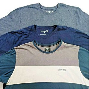 LOT OF 3 men's HURLEY T shirts XL blue, light blue and Gray surf.